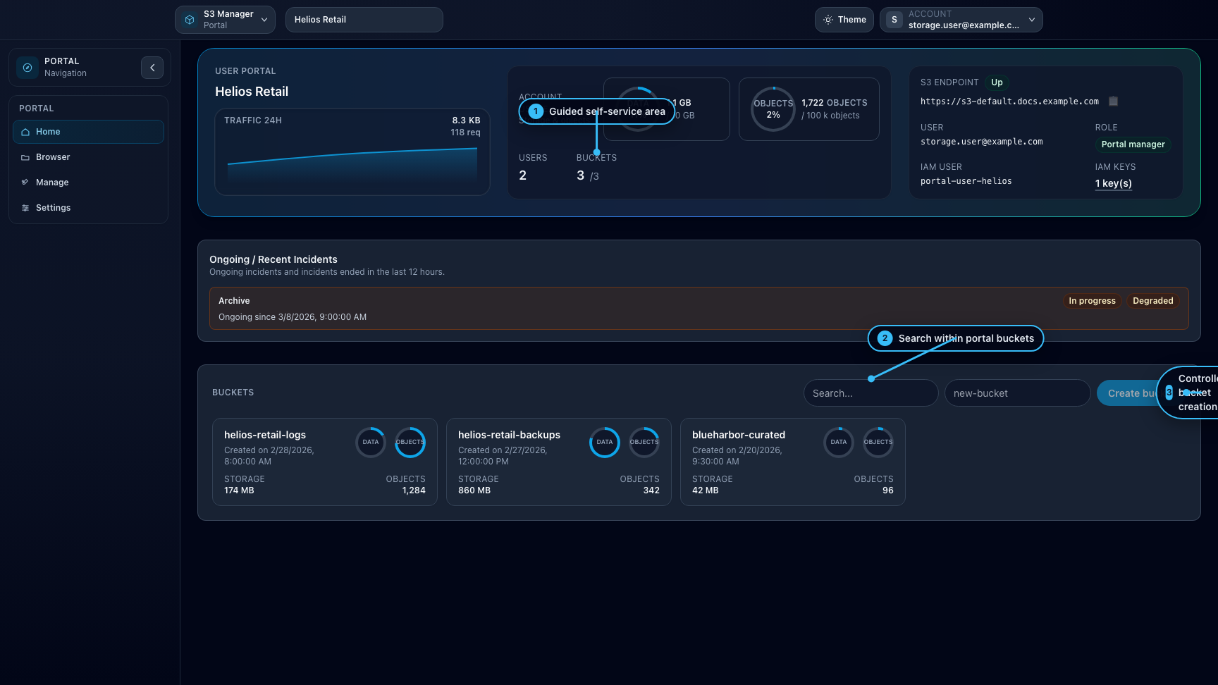 Historical Portal workspace screenshot with guided self-service flow